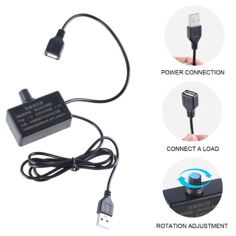 5V 24V 3A Ventilador controle ajustável do controlador velocidade contínua USB potência