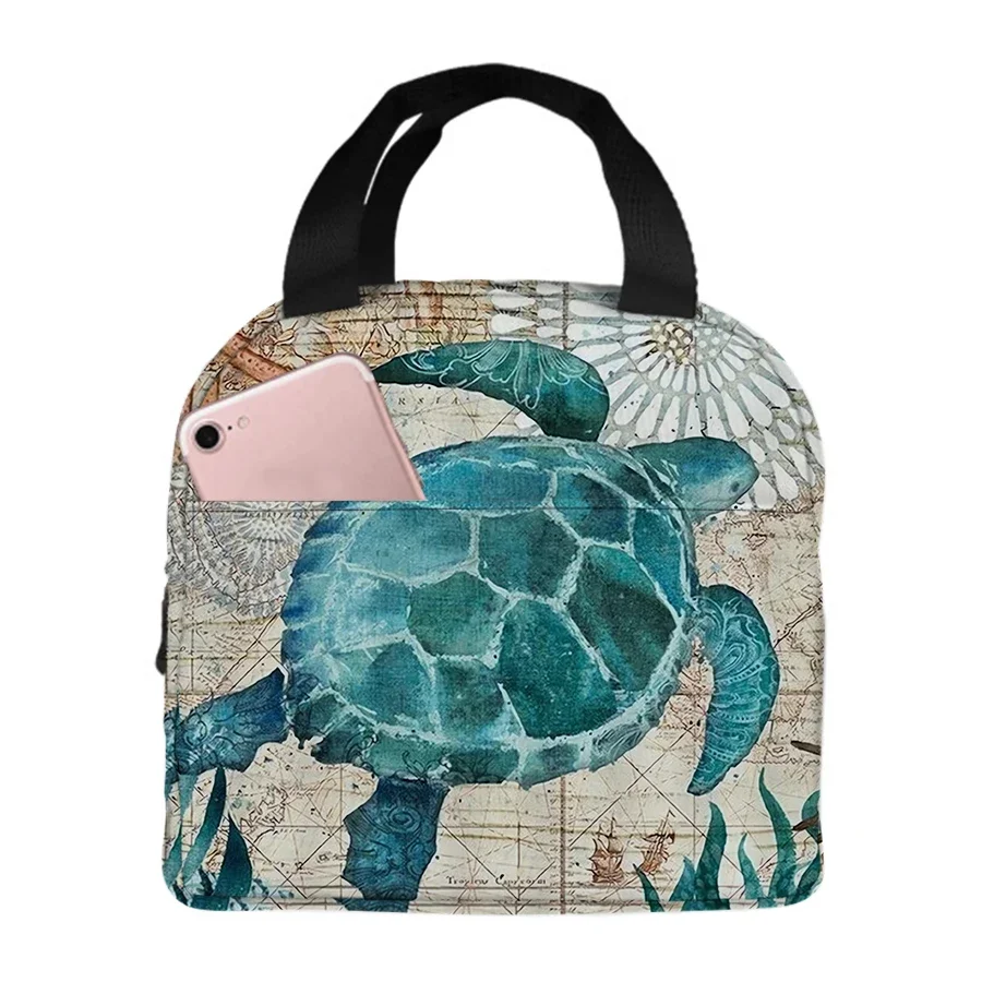 

Sea Turtle Pattern Small Handheld Lunch Bag For Boy And Girls Best Gifts 3D Cartoon Lunch Box Bag School Backpack For Children