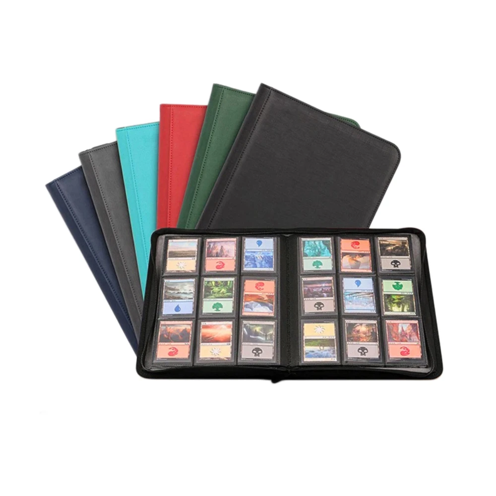 Zipper PU Card Binder 4/9/12 Pocket Fixed Pages Trading Card Collection Album