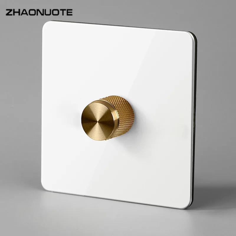 86 Type Stainless Steel Panel 100-500 W 200-250V Dimmer Switch Gold Knob for Home Decoration