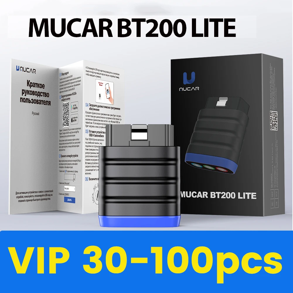 10pcs New Version MUCAR BT200 Lite OBD2 Scanner Full System Diagnose Auto Scan Tool Oil Reset Lifetime Ree for 120 Car Brands