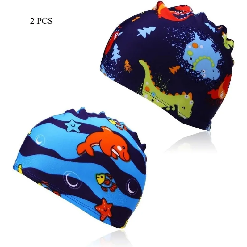 

Шапочки для плавания, детские шапочки для плавания, для мальчиков и девочек, милые пляжные шапочки с мультяшными рисунками, удобные тканевые шапочки