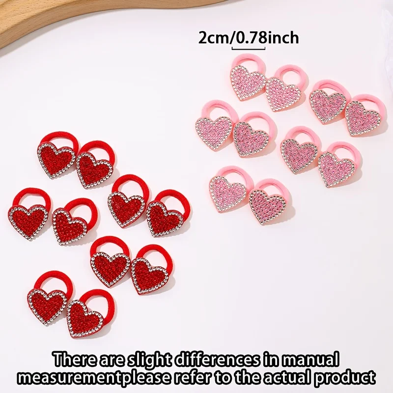 10 Pack of Cute Valentine's Day Hair Ties for Girls - Heart Element Design Valentine's Day Gifts Suitable for Girls for Everyday