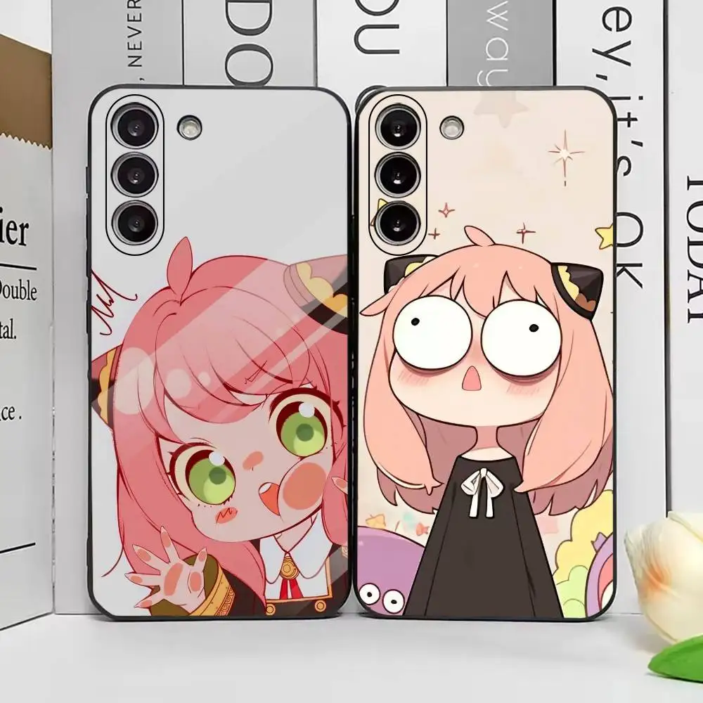 Hot Anime Spy x Family Anya Cute Phone Case For Samsung Galaxy A73,A72,A71,A70,A53,A52,A51,Soft Silicone Black Cover