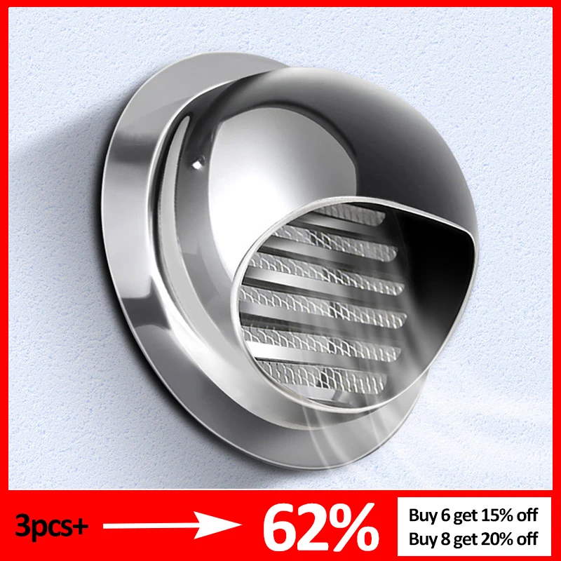 Stainless Steel Wall Ceiling Air Vent Ducting Ventilation Exhaust Grille Cover Waterproof Outlet Heating Cooling Vents Cap