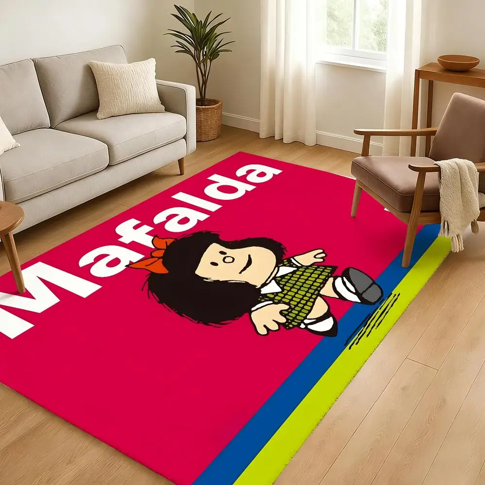 Cartoon M-Mafalda Floor Mat Soft Thickened Absorbent Non-Slip Bedroom Living Room Door Mat Home Decor Flannel Rugs