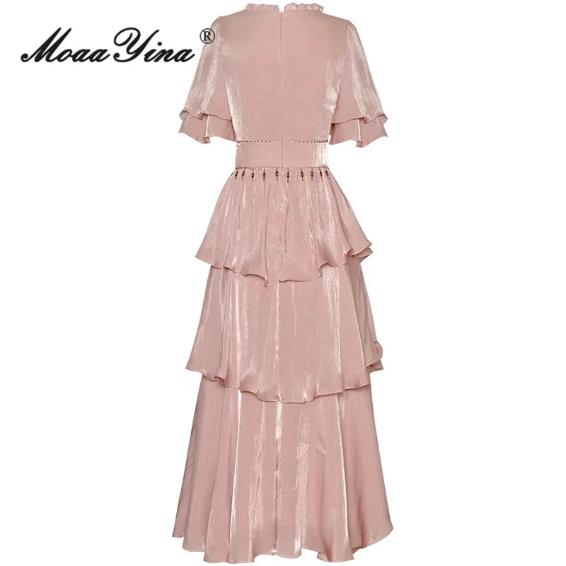 MoaaYina-Vestido de Baile Feminino de Cintura Alta Manga Borboleta, Cristal, Ruffles em Camadas, Elegante Vestidos de Festa, Verão