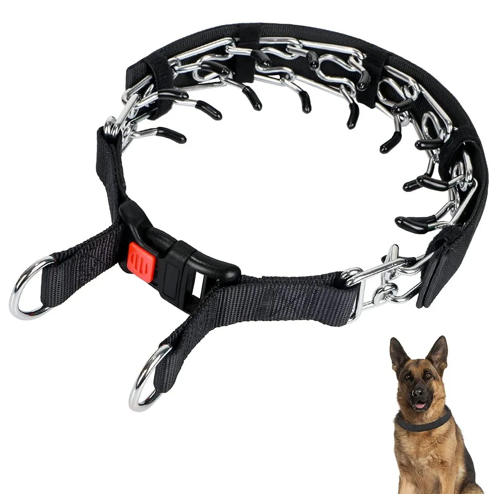 No Pull Prong Pinch Collar for Dogs Pet Adjustable Training Collar with Quick Release Snap Buckle for Small Medium Large Dogs