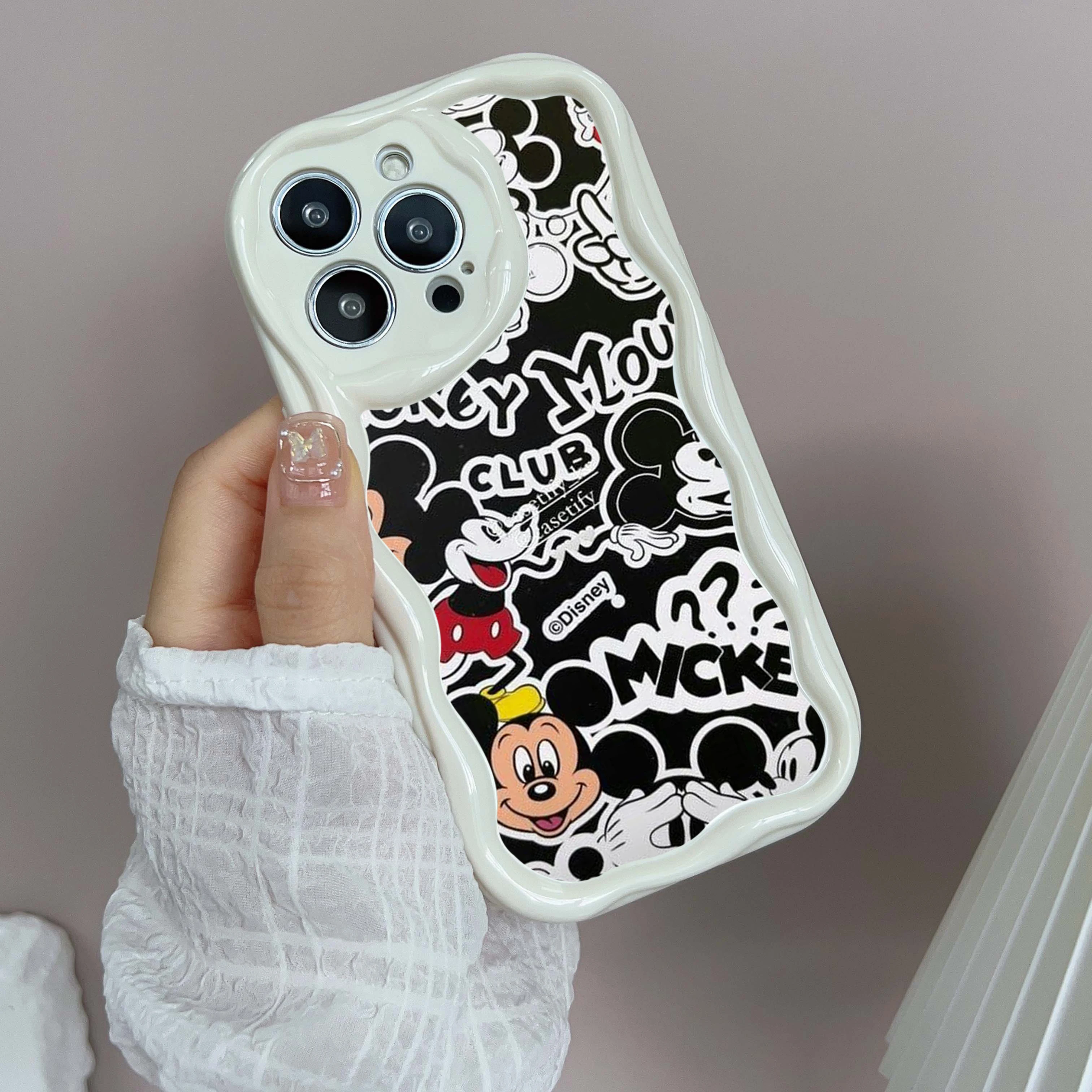 for iPhone 16 Pro Max Phone Case Cream pattern Wave edge TPU Soft Cases for iPhone 16 Plus SS120 Disney Mickey Cartoon cute Art