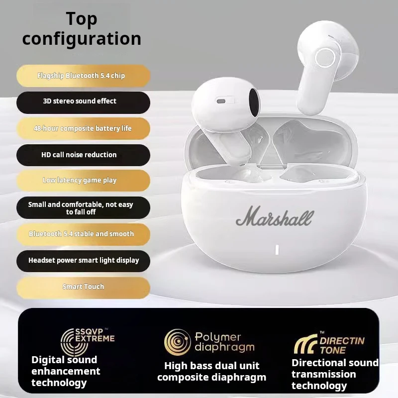 Marshall M21 Bluetooth Headset HiFI Stereo Game Earphone Wireless Sport Earbuds Bluetooth Headphones With Microphone