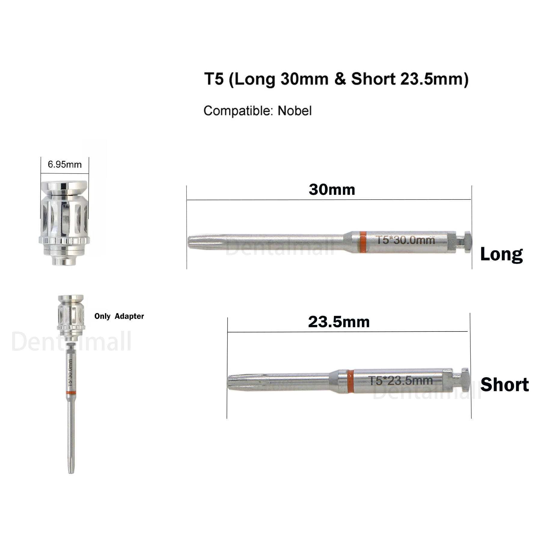 Dental Implant 7mm Ratchet Manual Adapter T5 Hex Latch Screwdriver for Compatible Nobel
