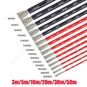 ทนความร้อนสายทองแดงกระป๋อง 18 16 14 12 10 8 6 4 AWG 12V ไฟฟ้าซิลิโคนสําหรับรถยนต์แผงพลังงานแสงอาทิตย์แบตเตอรี่