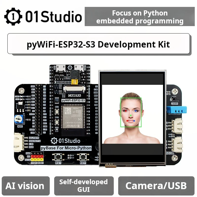 Chipboard 01studio PyWifi-ESP32-S3 ESP32 MicroPython AI Machine Vision IoT WiFi Development Board Image Processing Capabilities