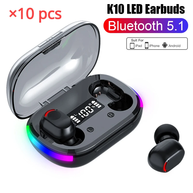 

10 PCS TWS K10 Fone Bluetooth 5.3 Headphones Wireless Gaming Earphone Sport Earbuds Touch Control Wireless Bluetooth Headset