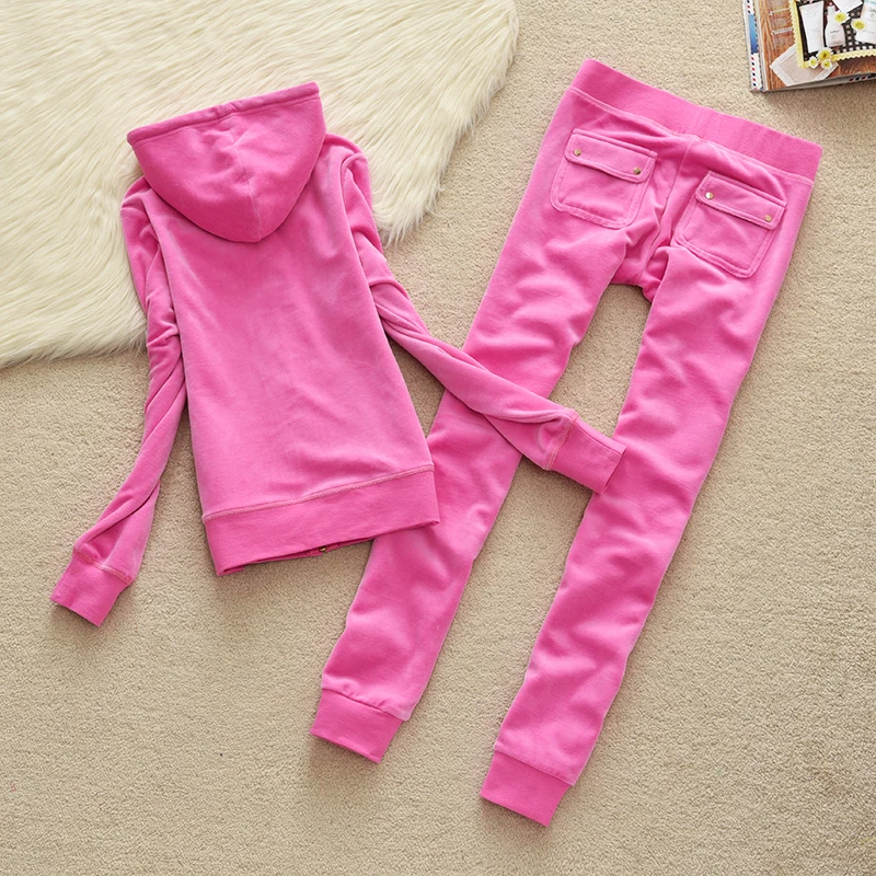 

2025 Velvet Sportswear Solid Color Hooded Suit Casual Sports Winter Casual Women's Original Suit Women's Velvet Suit + Pants