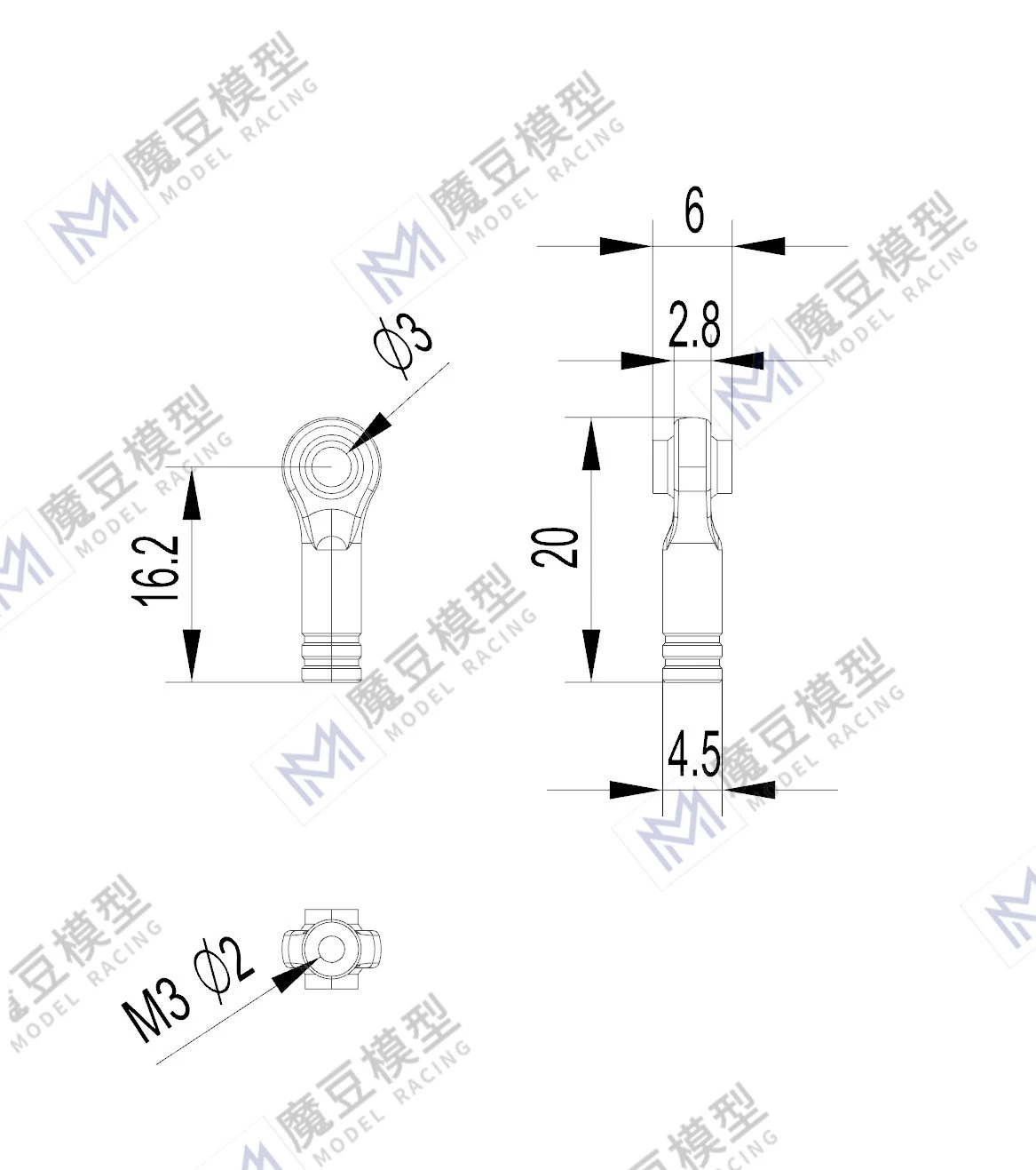 RC 1/14 2 Stück 3mm Lasergeschweißtes Gelenkstange-Kugelgelenk für Tamiya Hydraulikbagger, Lader, Muldenkipper, für VOLVO Kipper DIY-Teile – Detail 3