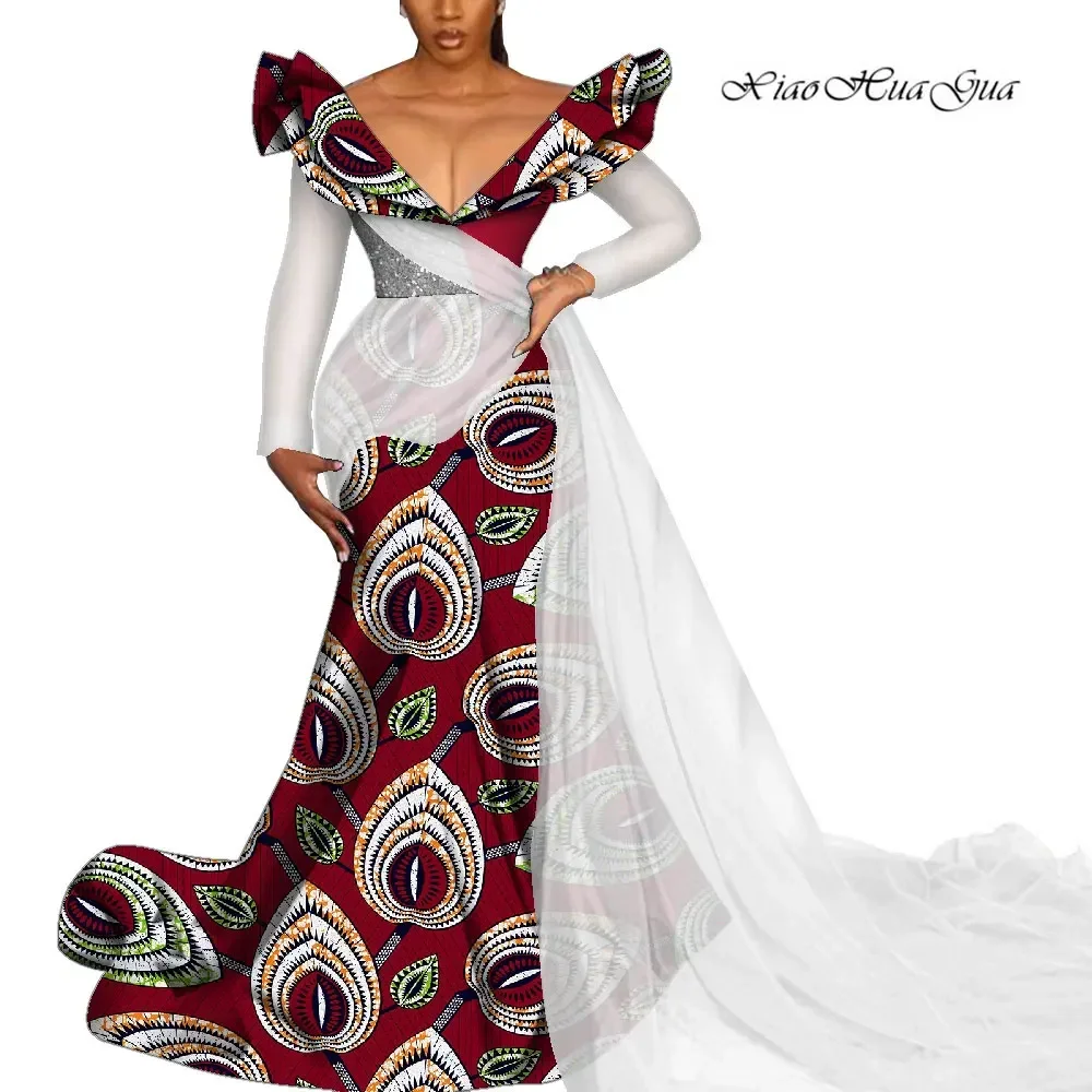 Africa Dresses for Women Bodycon Dress 2022 African Design Wedding Evening Dress Robe Africaine Femme African Clothes WY1939