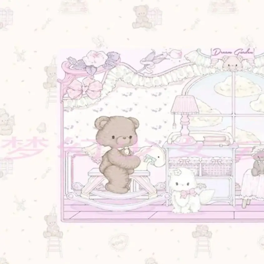 Sweet And Cute Bear Party Pu Leather Mousepad Office Desk Mat Mouse Pad Computer Speed Type Carpet Mat Player Laptop Keyboar