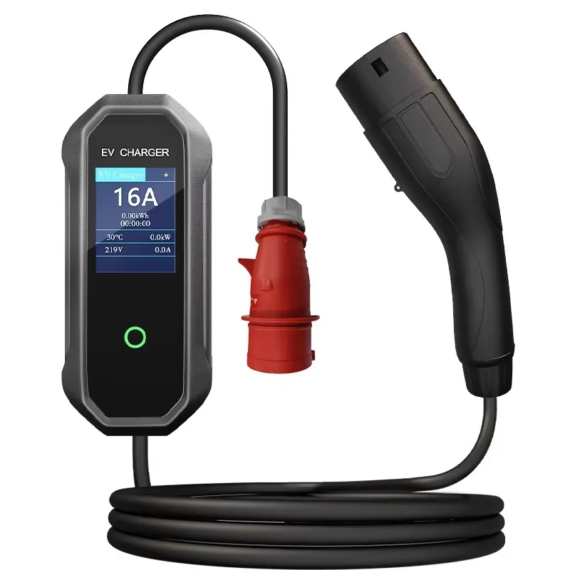 Portable Electric Car Charger 3.5kw-7kw Adjustable Current Ac Charging Station Multiple Power Plug Adapters New Condition