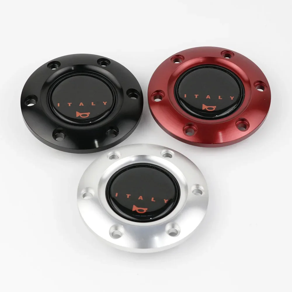 

Car Styling Racing Sport Steering Wheel Horn Button Speaker Control Cover + Aluminum Black/Red/Silver Edge