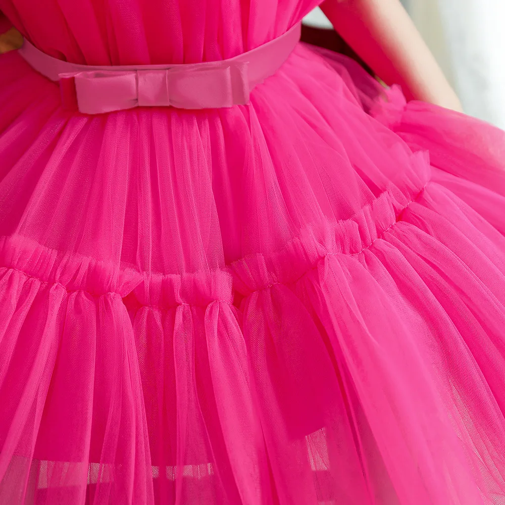2026 New Baby Flower Princess Dress - Net Gauze Puffy Skirt for Piano Performance - 1-5 Year Little Girl's First Birthday Dress