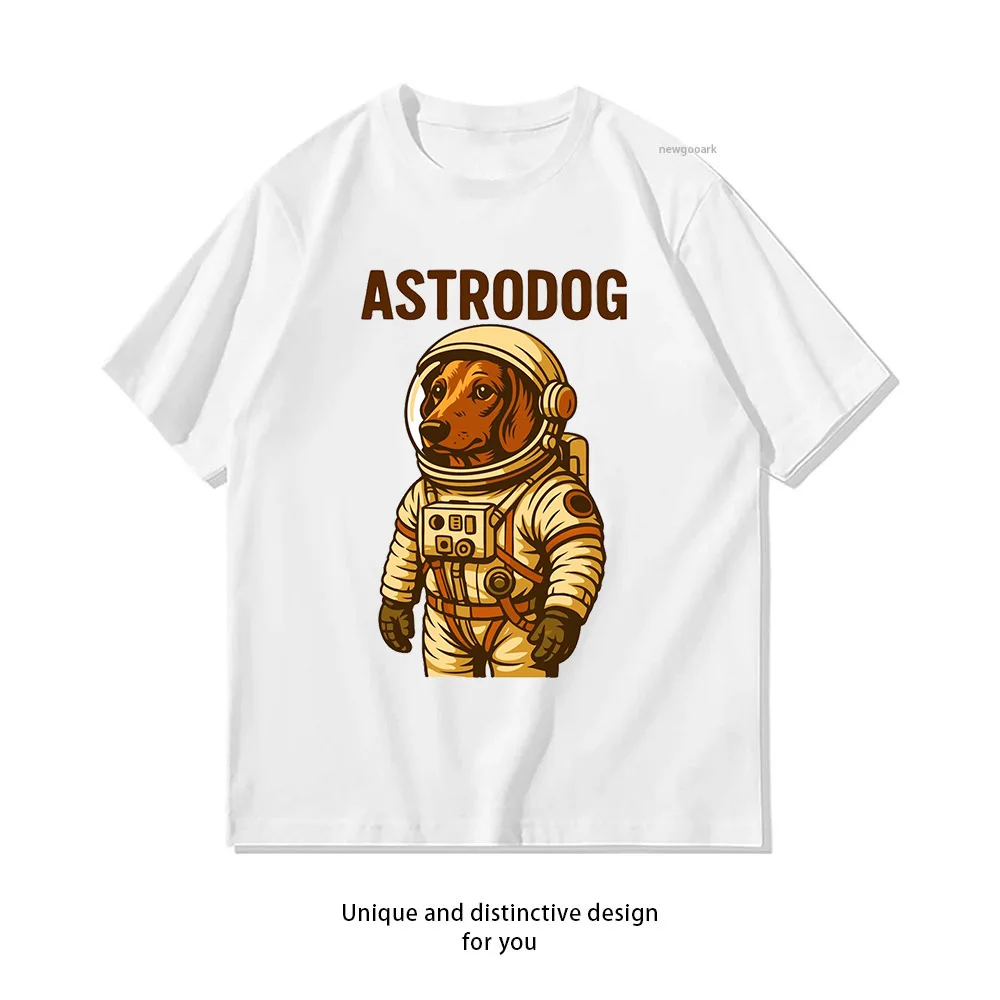 Camiseta con estampado de perro teckel astronauta, camiseta gráfica de algodón para hombre y mujer, ropa de calle para adultos, camisetas, Tops