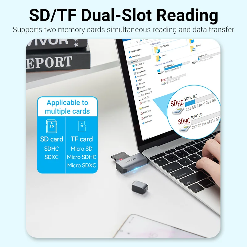 Lettore di schede Vention USB3.0 C lettore di schede Micro SD per Computer portatile Smart Memory Cardreader lettore di schede SD adattatore per scheda USB C