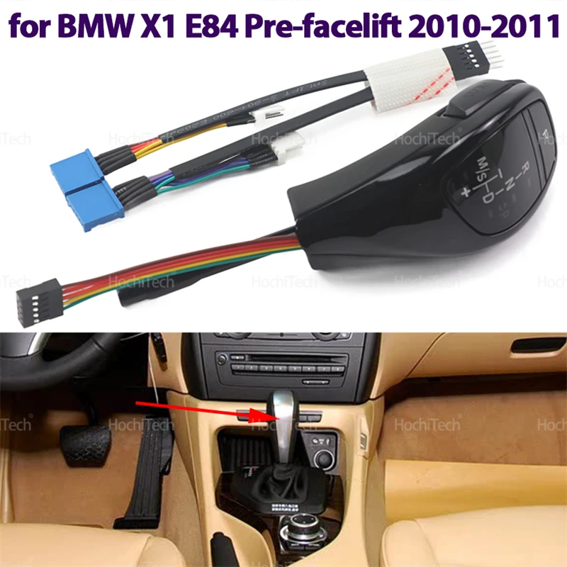 

For BMW X1 E84 Pre-facelift 2010-2011 Sliver Black AT LED PU Leather Shift Knob Shift Lever Handball Shift Lever
