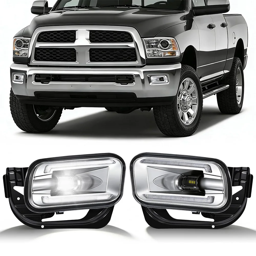 LED Fog Lights for 2009 2010 2011 2012 Dodge Ram 1500 Front Bumper Driving Fog Lamp Assembly for Dodge RAM 2500 3500 2012 2013 2014 2015 2016 2017 2018 Car Lights OEM Style Upgrade with Wiring Harness