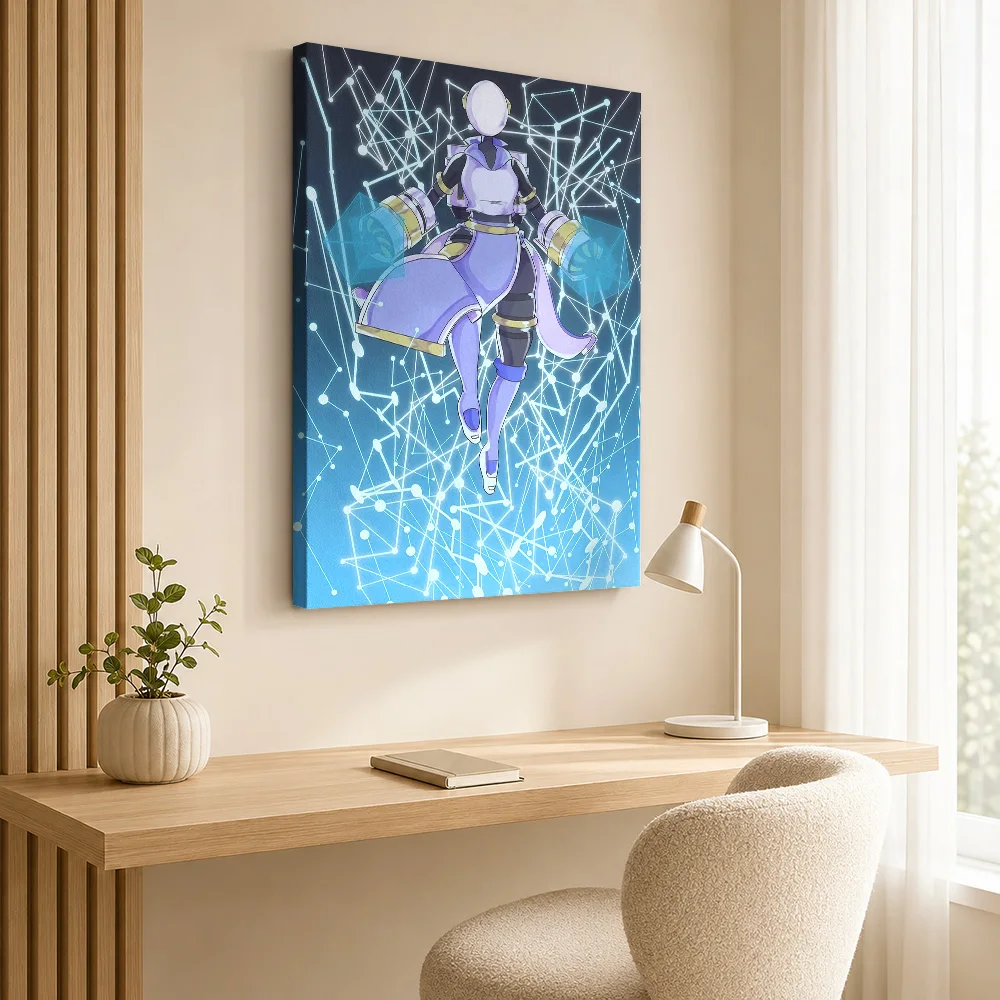 Stylized Character with Energy Weapons Canvas Print Poster Personalized Gaming Anime Wall Paintings Decoration for Teen Bedroom