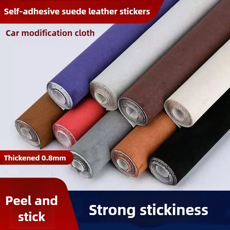 

Self-adhesive Suede Fabric Sticker By The Meter for Cars Interior Automotive Home Repair DIY Sewing Cloth Strong Viscosity Black