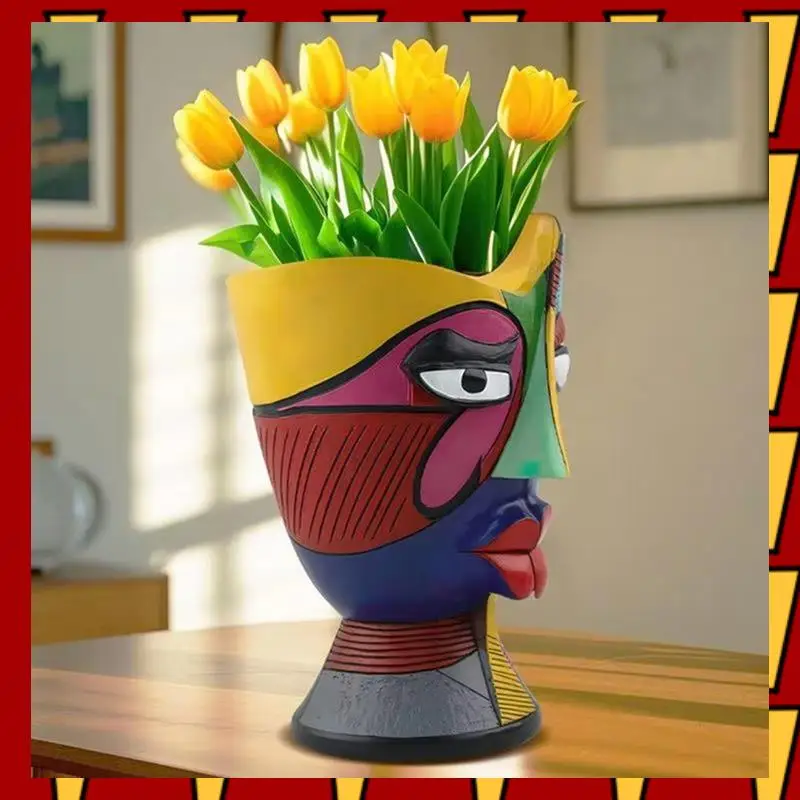 ABNP Contemporary Abstract Face Outdoor Resin Planter For Decorative Home And Garden Use