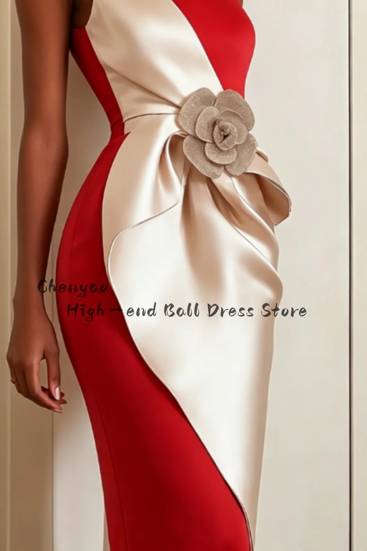 TIANTIAN Customized Holiday Midi Dress Crew Neck Wedding Guest Pleats Dress Elegant Red carpet runway show robes de soirée