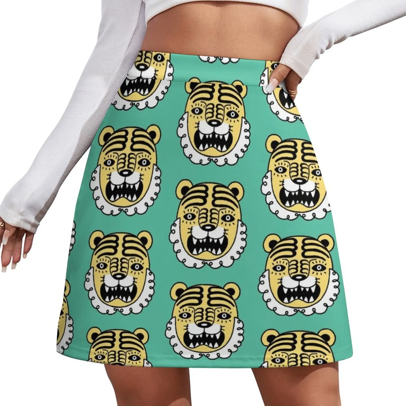 tiger pattern Mini Skirt kawaii clothes Dresses Female clothing