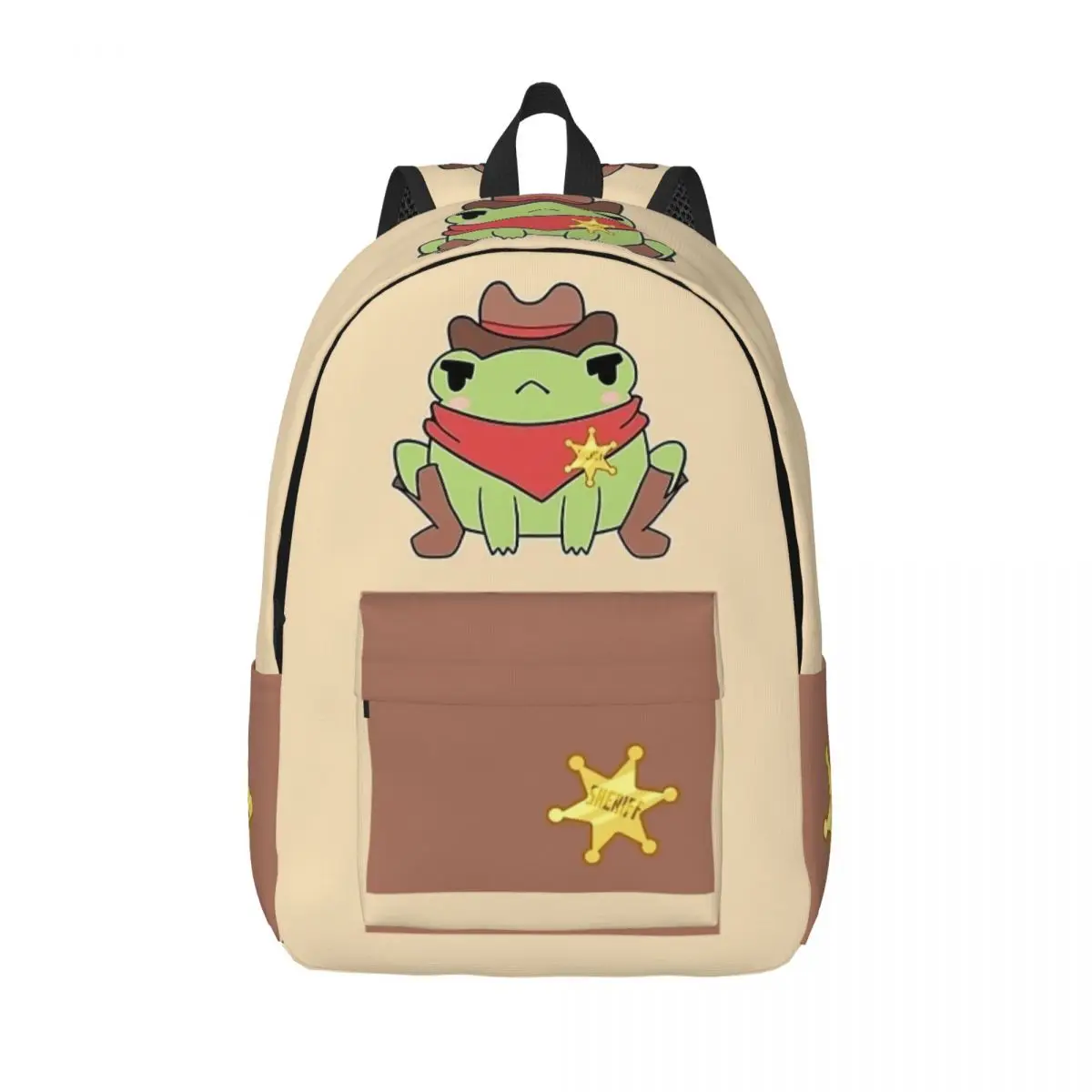 

Cute Frog Cowboy Sherif Backpack for Boy Girl Kids Student School Bookbag West Frogs Daypack Kindergarten Primary Bag Durable