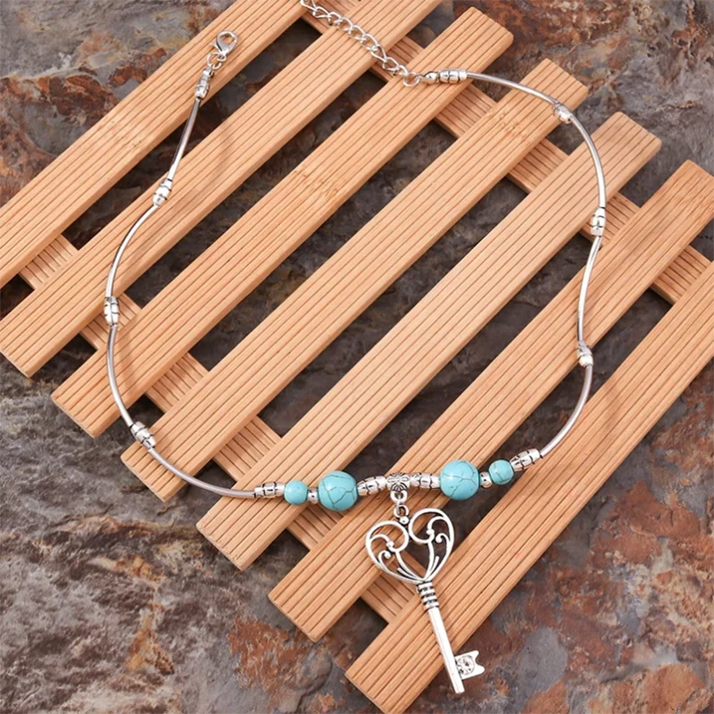 Aihua Neue Heiße Retro Tibetische Versilberte Schlüssel-Halskette Anhänger Vintage Ethnische Bohemian Schmuck für Frauen Neu in der Halskette – Detail 5