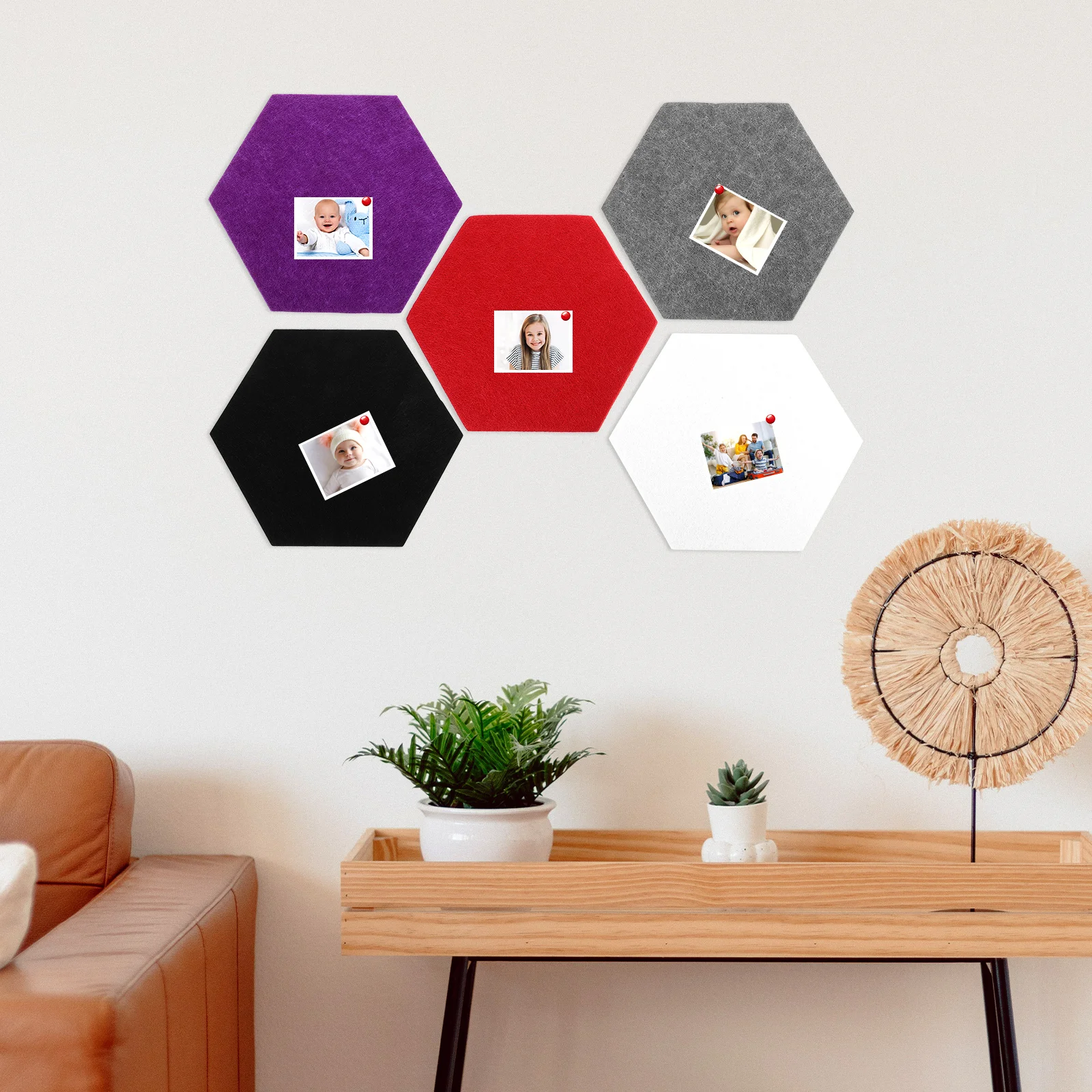

10Pcs Hexagon Felt Bulletin Board Tiles Adhesive Wall Stickers Memo Pin Board for Home Office Classroom Decor Felt Hexagon Tiles