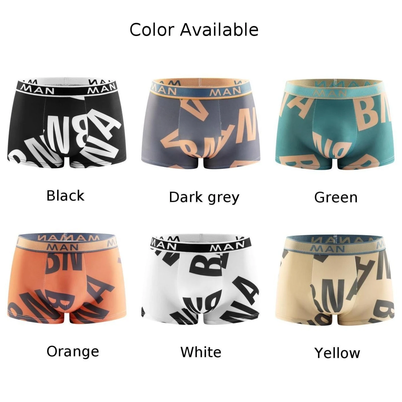 Comfortable Men\\\'s Fashion Underwear Boxer Briefs Breathable Ice Silk Bulge Pouch Stylish Letter Print Multiple Color Options