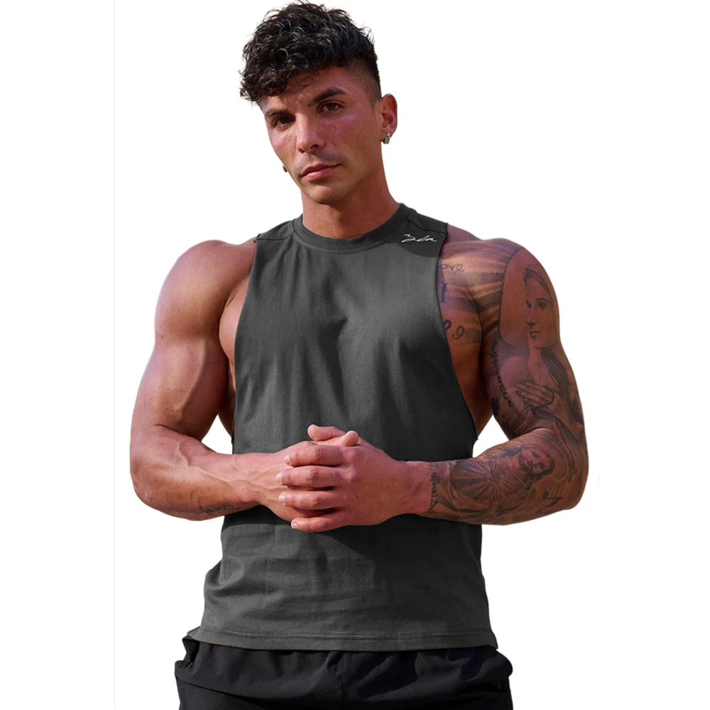 Cotton Bodybuilding Tank Tops Men Gym Fitness Sport Sleeveless Shirt Male Casual Stringer Singlet Vest Summer Workout Clothing