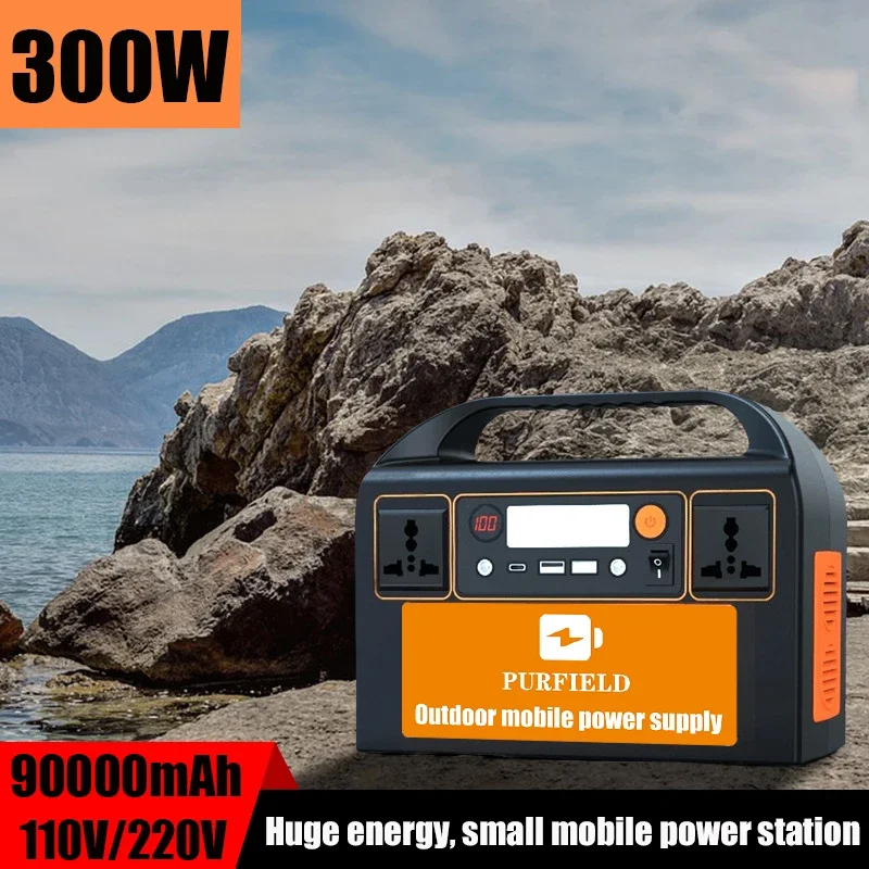 300W Portable Power Station 90000mAh Battery Outdoor Camping Emergency Power Supply Solar Generator Home Outdoor Emergency