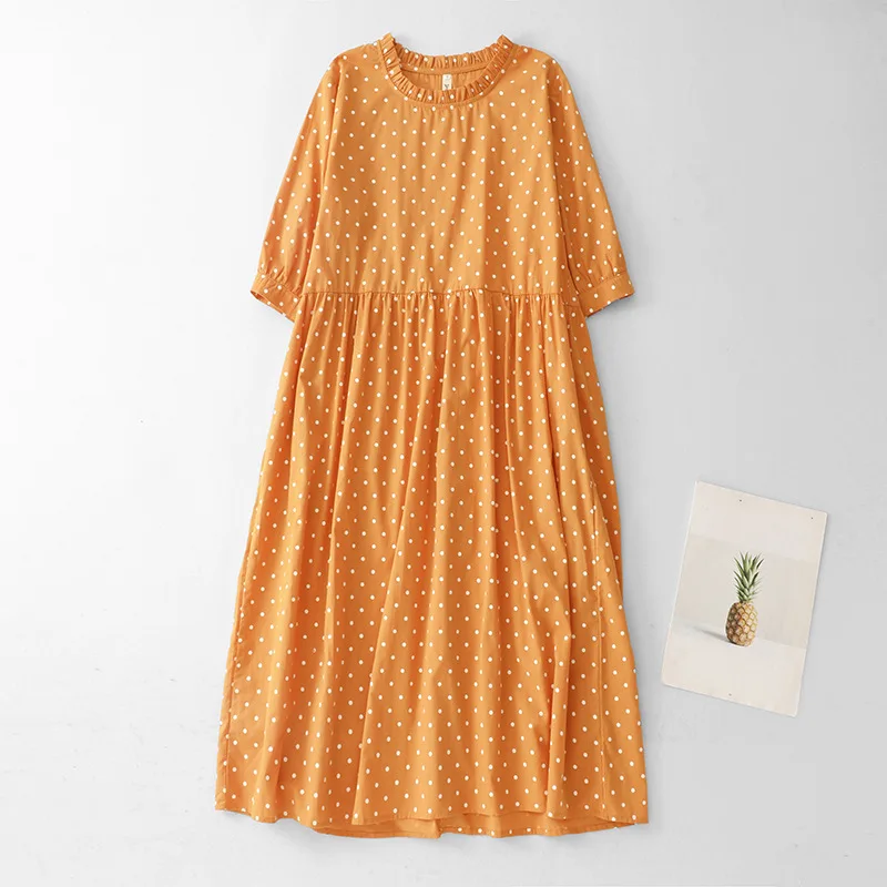 

Dress Women Long Dresses Print Dot Vestidos Y2k Streetwear Round Neck Full Sleeve Elegant Splice Party Night Work Casual Loose
