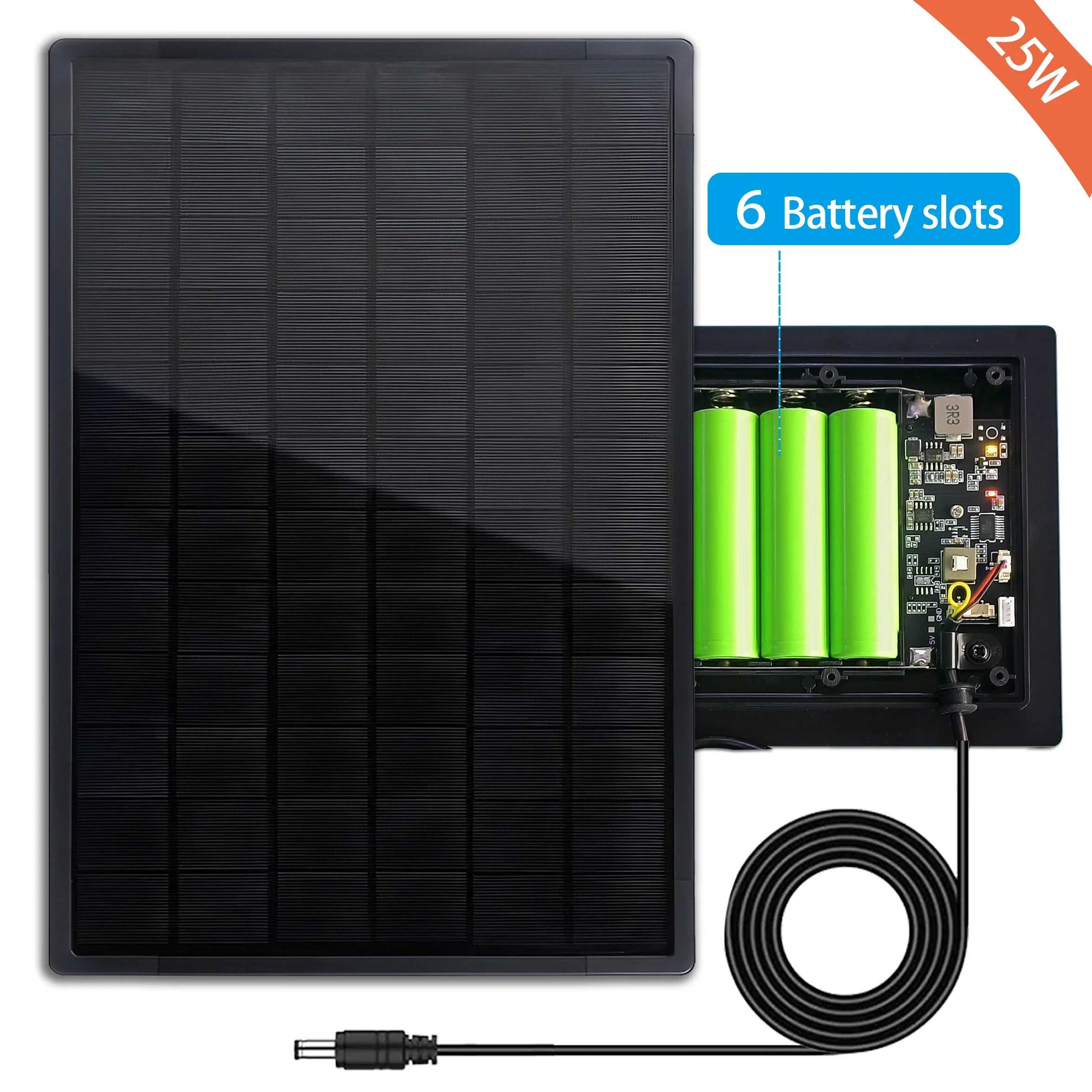 Panel Solar de 25W con controlador de carga MPPT, salida de 5V, 12V, 18650, lámpara LED impermeable alimentada por batería para enrutador 3G CPE 4G WiFi