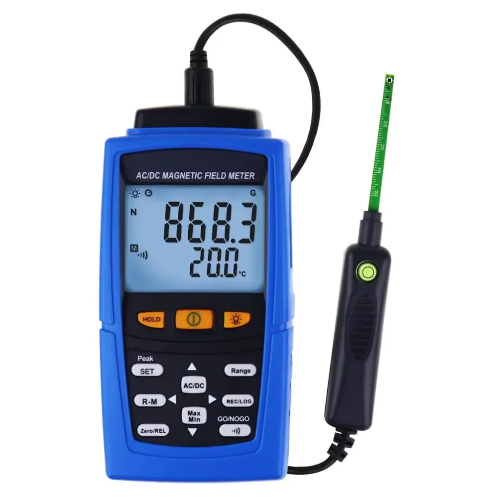 Digital Magnetic Field Gaussmeter 3000mT(30000 Gauss) AC DC Magnetic Field Strength N/S Polarity Automatic Manual Data Recording