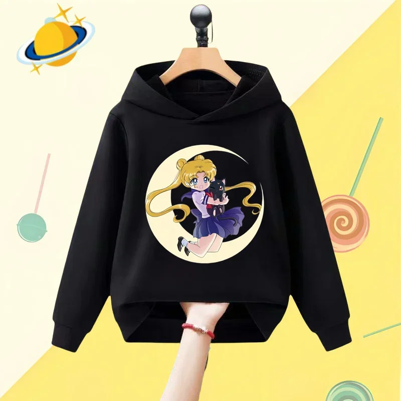 Sailor Moon Anime dziecięca bluza z kapturem gra nadruk kreskówkowy jesienno-zimowa bluza z długim rękawem chłopcy dziewczęta Kawaii top na co dzień