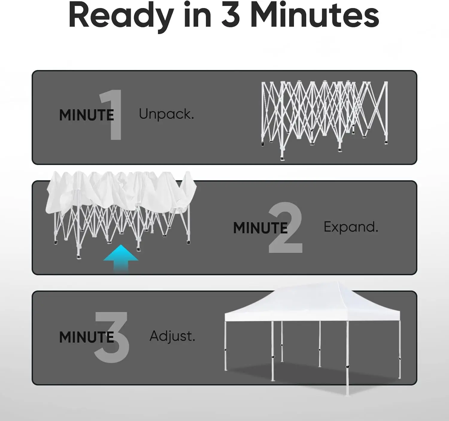 مظلة منبثقة شديدة التحمل مقاس 10 × 20 - 500D فضي بعامل حماية من الشمس 50+، حقيبة بعجلات (الدرجة التجارية) #6