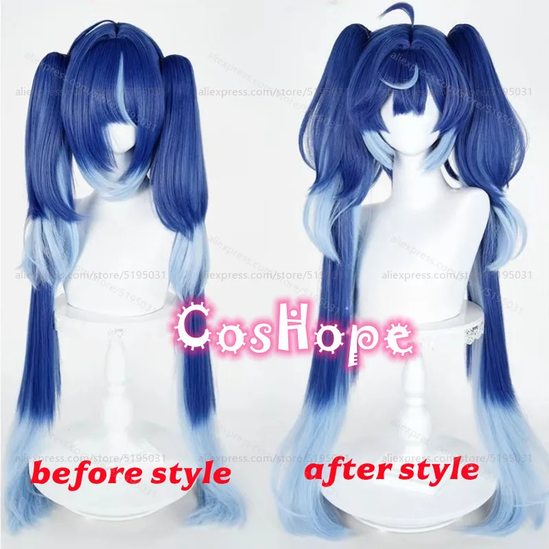 IUNO Cosplay Wig with Double Ponytails Blue Gradient Wig  display picture 2