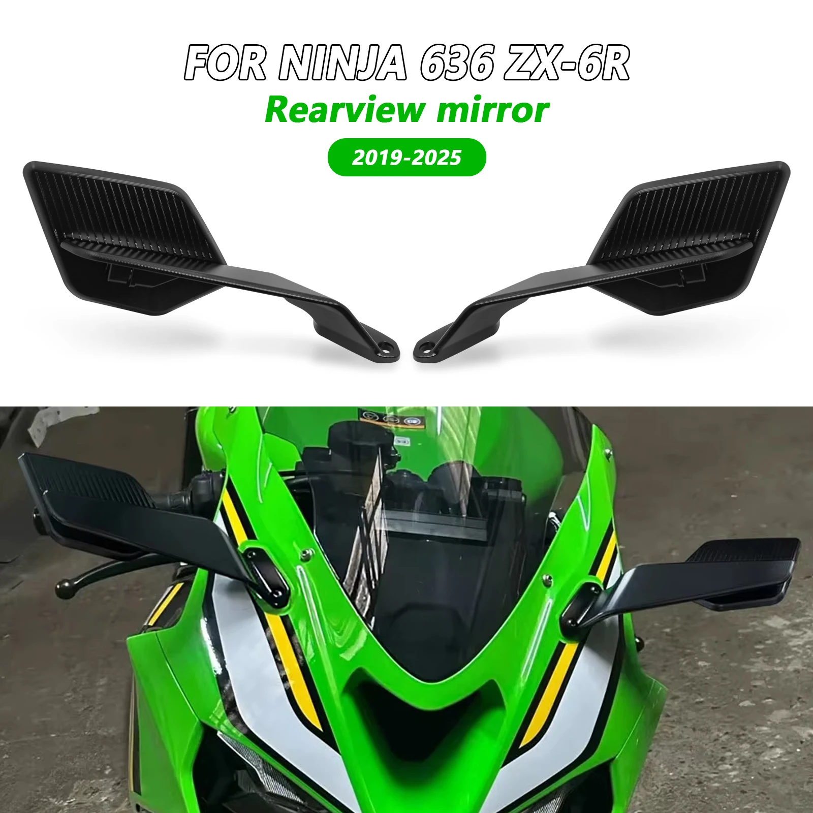 

Fit For Kawasaki ZX6R ZX636 2019-2022 Rearview Mirror New Motorcycle Stealth Winglets MIrror Side View Mirrors 2023 2024 2025