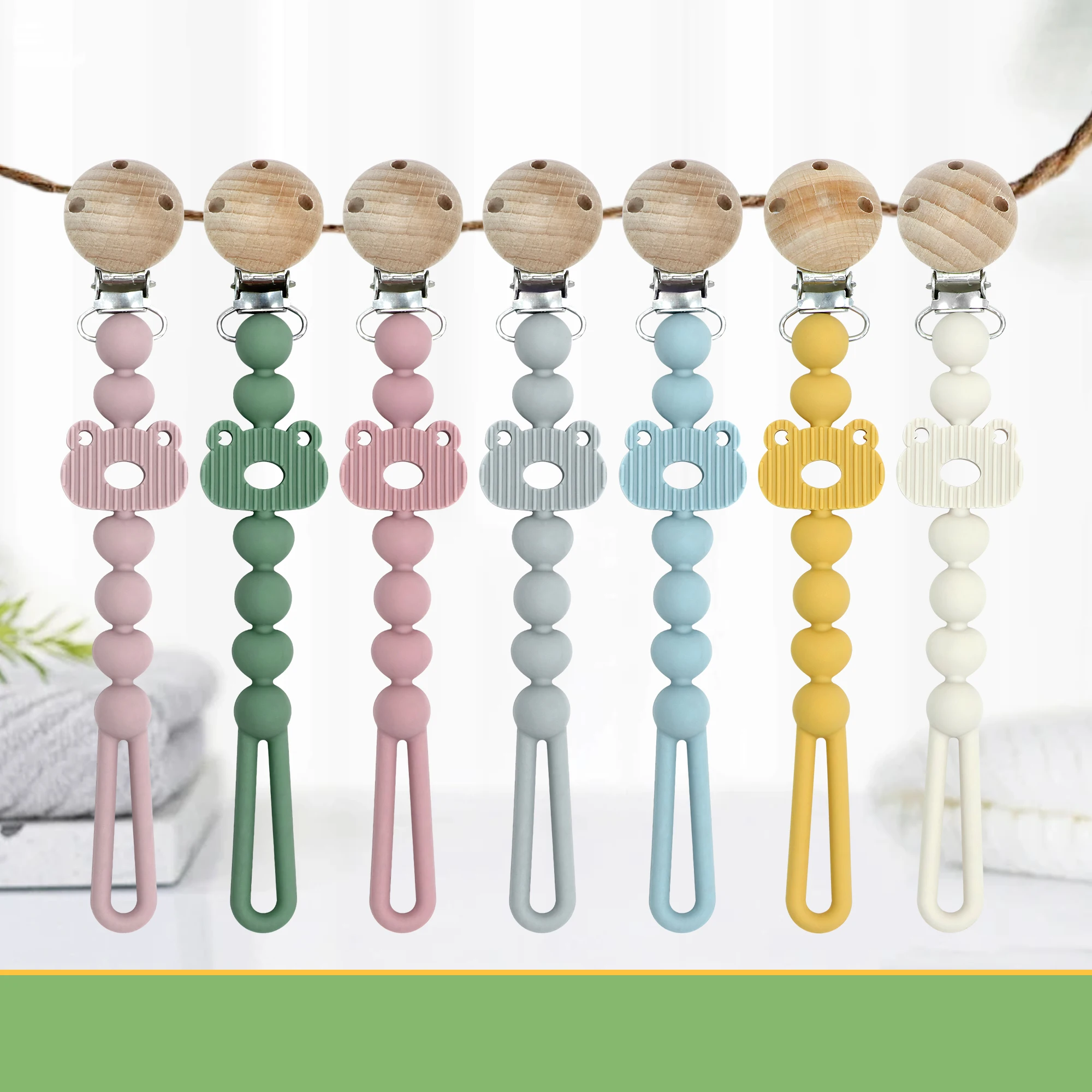 1pc Silicone Pacifier Clip Chain Frog Style. Accessory For Stroller And Crib Suitable For Newborns