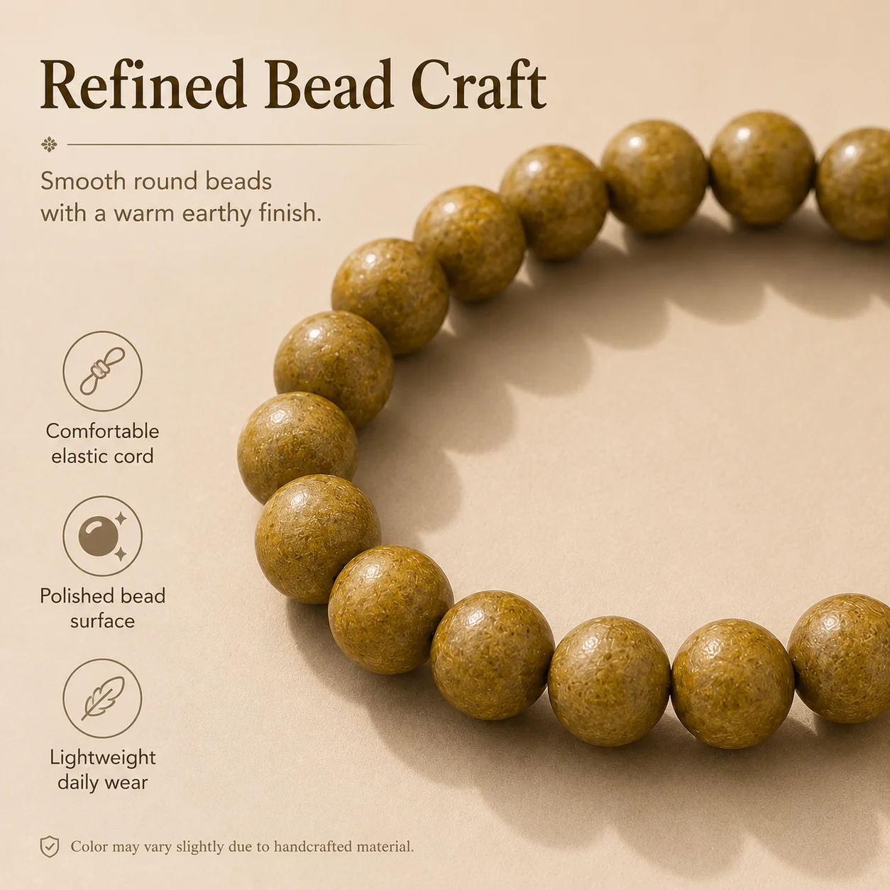 Bracelet en perles d'herbes aux cinq éléments, bracelet aromatique jaune pour le yoga, la méditation, la spiritualité, la pleine conscience, cadeau unisexe