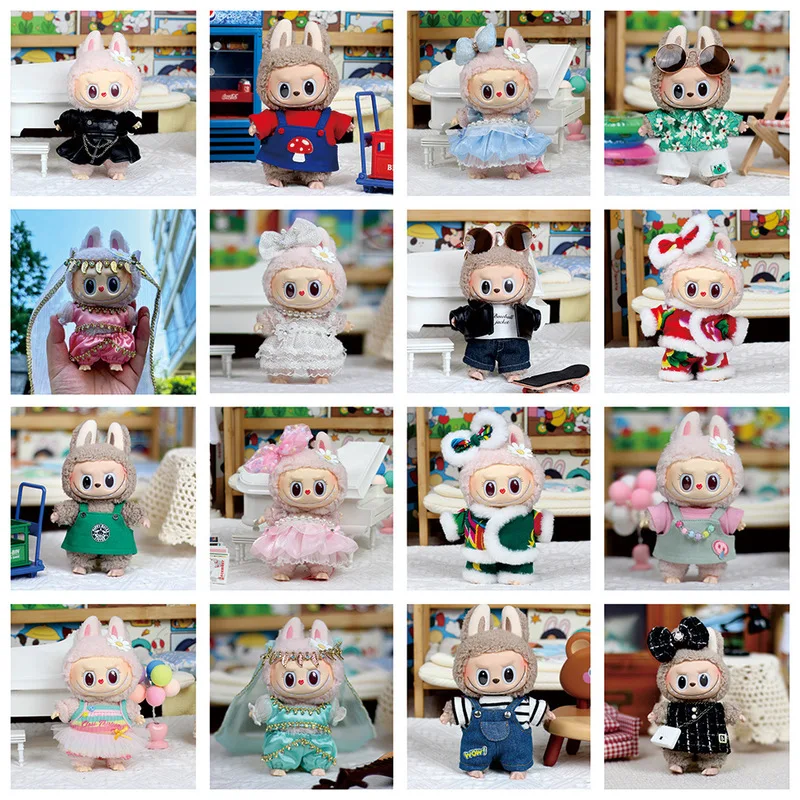 Only Clothes: Labubu Baby Clothes 17cm Labubu Cloth Clothes Heartbeat Macaron Vinyl Face Doll Baby Clothes Replacement